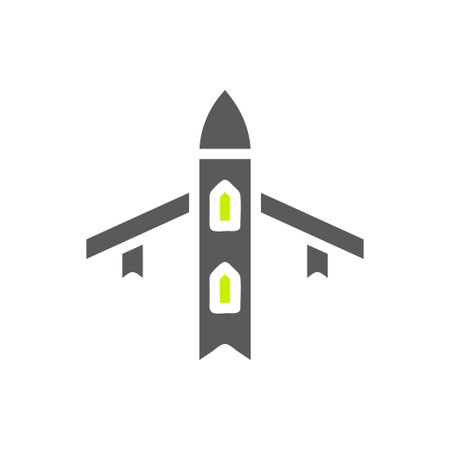 Airplane icon solid grey vibrant green colour military vector army element and symbol perfect.のイラスト素材