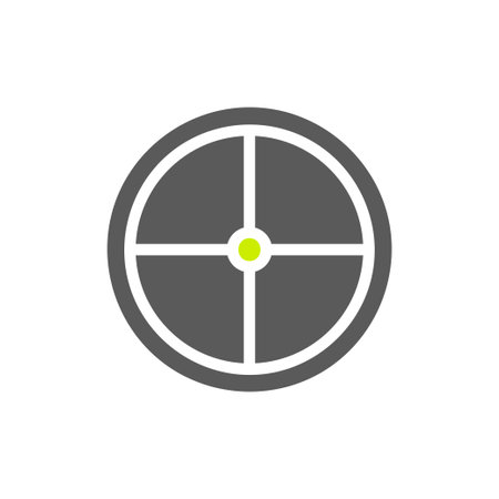 Target icon solid grey vibrant green colour military vector army element and symbol perfect.のイラスト素材