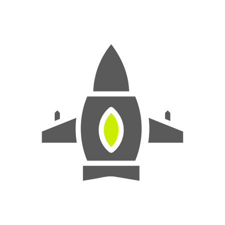 Airplane icon solid grey vibrant green colour military vector army element and symbol perfect.のイラスト素材