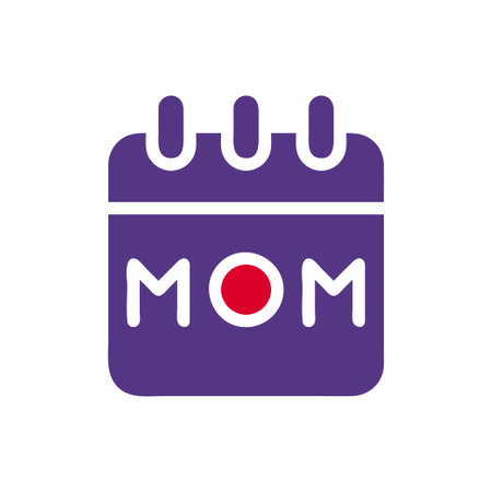 Calendar mom icon solid red purple colour mother day illustration vector element and symbol perfect.のイラスト素材
