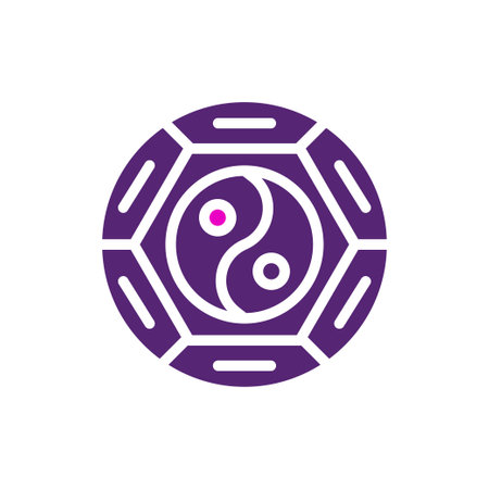Yin and yang icon solid purple pink colour chinese new year vector element and symbol perfect.のイラスト素材
