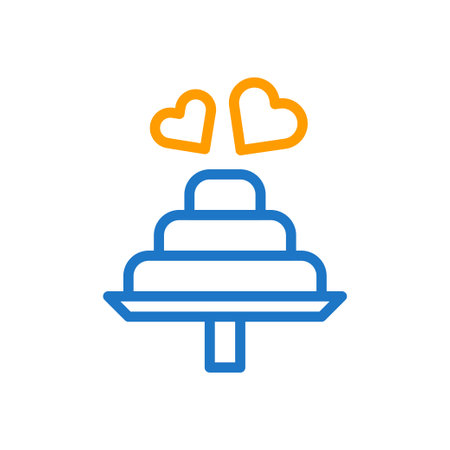 Cake love icon duocolor blue orange style valentine illustration vector element and symbol perfect.のイラスト素材