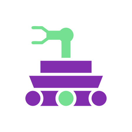 Robot icon solid purple green colour universe vector element and symbol perfect.のイラスト素材
