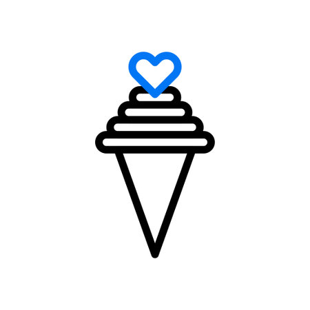 Ice cream love icon duocolor blue black style valentine illustration vector element and symbol perfect.のイラスト素材