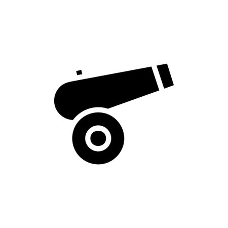Cannon icon solid black colour military vector army element and symbol perfect.のイラスト素材