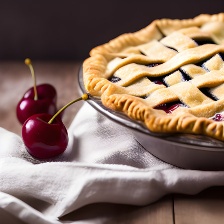 Tasty cherry pie, Slice of delicious fresh cherry pie picture wallpaper, photos,の素材