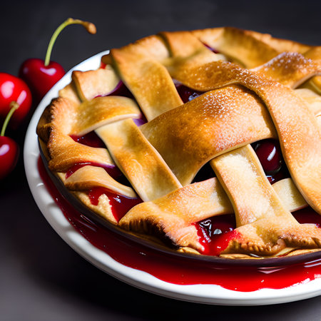 Tasty cherry pie, Slice of delicious fresh cherry pie picture wallpaper, photos,の素材