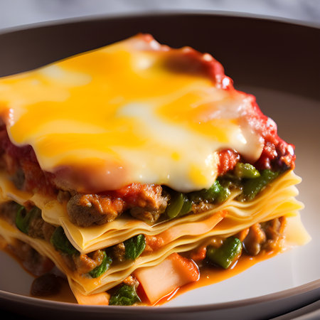 Delicious homemade Italian Lasagna, minced beef bolognese sauce, hot tasty Lasagna with cheese food picture wallpaper, photos,の素材