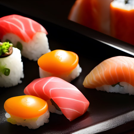 Japanese sushi food, sushi roll with eel and shrimp, Various kinds of sushi served tasty food picture wallpaper, photos,の素材