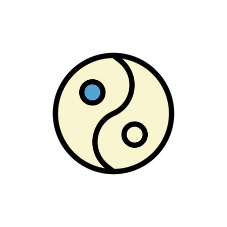 Yin and yang icon colored outline blue cream colour chinese new year vector element and symbol perfect.のイラスト素材