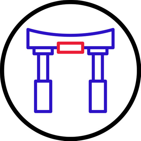 Arch icon line rounded red blue colour chinese new year vector element and symbol perfect.のイラスト素材