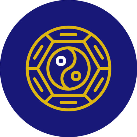 Yin and yang icon rounded white yellow colour chinese new year vector element and symbol perfect.のイラスト素材