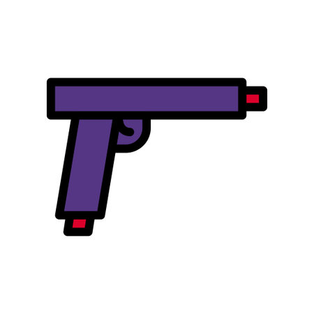 Gun icon colored outline red purple colour military vector army element and symbol perfect.のイラスト素材
