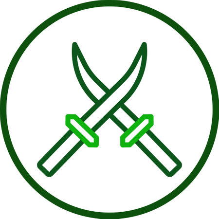 Sword icon line rounded green colour military vector army element and symbol perfect.のイラスト素材