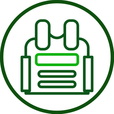 Body Armor icon line rounded green colour military vector army element and symbol perfect.のイラスト素材