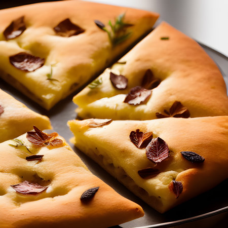 Italian focaccia bread with rosemary and garlic served on plate food picture wallpaper, photos,の素材