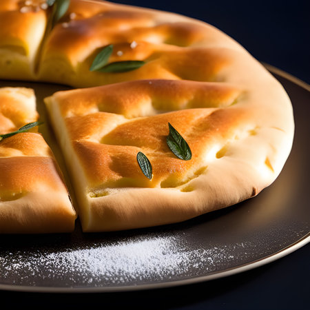 Italian focaccia bread with rosemary and garlic served on plate food picture wallpaper, photos,の素材