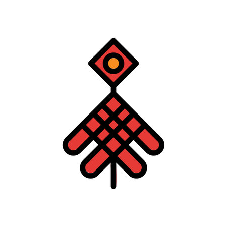 Decoration icon colored outline red orange colour chinese new year vector element and symbol perfect.のイラスト素材