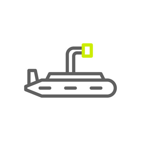 Submarine icon duocolor grey vibrant green colour military vector army element and symbol perfect.のイラスト素材