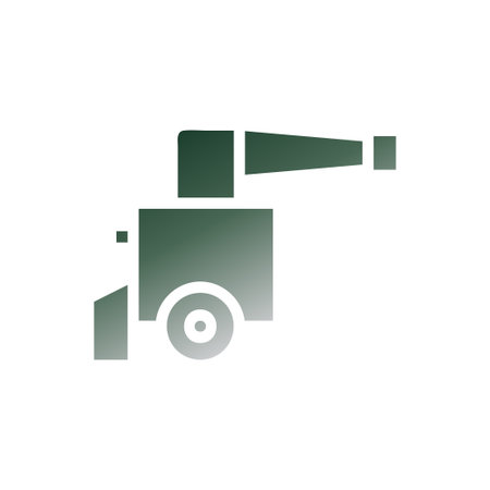 Cannon icon solid gradient green white colour military vector army element and symbol perfect.のイラスト素材