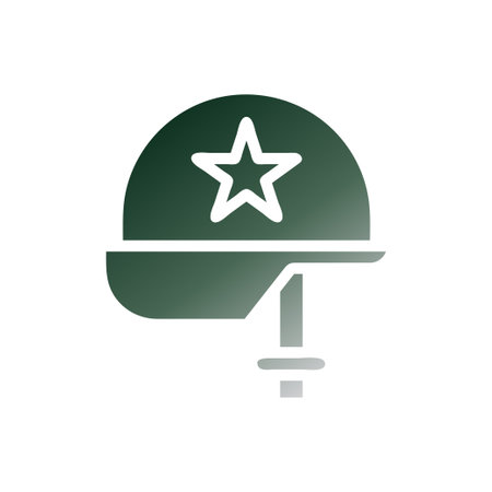 Helmet icon solid gradient green white colour military vector army element and symbol perfect.のイラスト素材