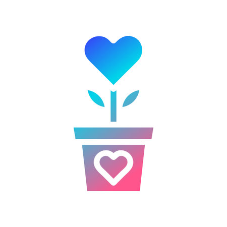 Flower love icon solid gradient red purple blue colour mother day illustration vector element and symbol perfect.のイラスト素材