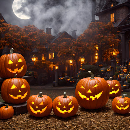 Halloween pumpkin candle poster scary design pictureの素材