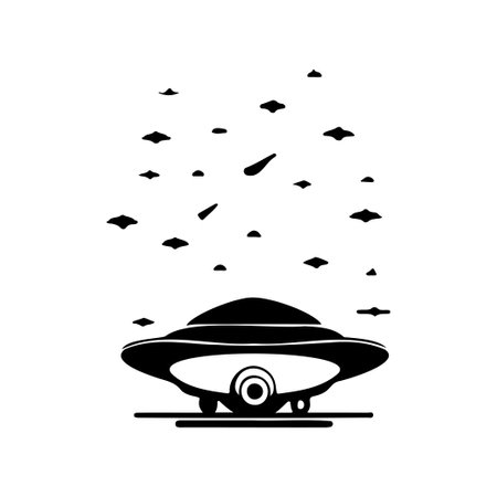 Ufo Icon hand draw black colour logo vector element and symbol perfect.のイラスト素材
