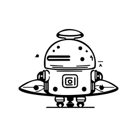 Robot Icon hand draw black colour logo vector element and symbol perfect.のイラスト素材