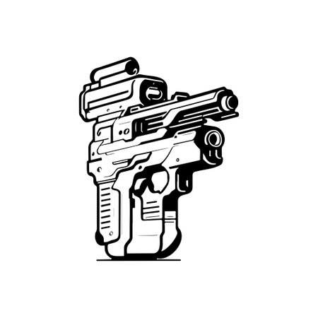 Gun Icon hand draw black colour logo vector element and symbol perfect.のイラスト素材