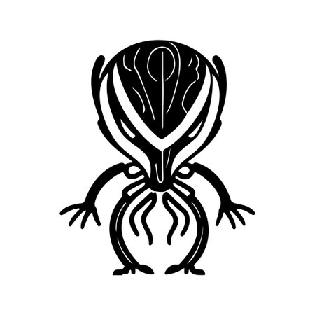 Alien Icon hand draw black colour logo vector element and symbol perfect.のイラスト素材