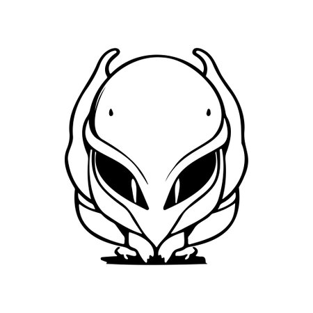 Alien Icon hand draw black colour logo vector element and symbol perfect.のイラスト素材