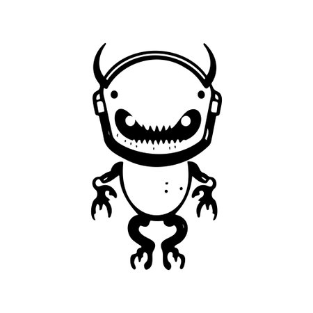 Monster alien Icon hand draw black colour logo vector element and symbol perfect.のイラスト素材