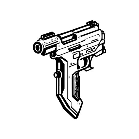 Gun Icon hand draw black colour logo vector element and symbol perfect.のイラスト素材