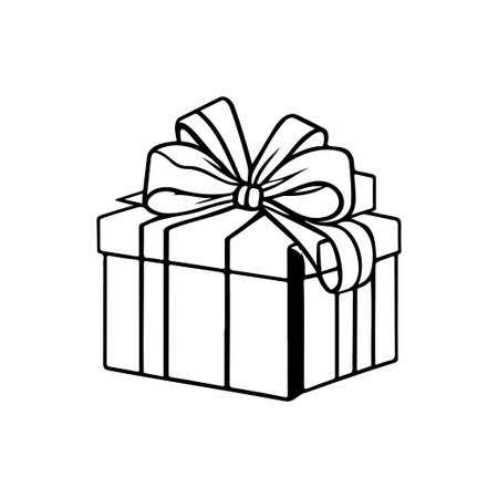Gift Icon hand draw black colour christmas logo vector element and symbol perfect.のイラスト素材