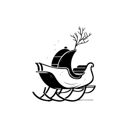 Sleigh Icon hand draw black colour christmas logo vector element and symbol perfect.のイラスト素材