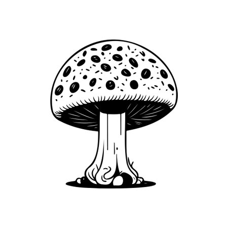Mushrooms Icon hand draw black colour thanksgiving logo vector element and symbol perfect.のイラスト素材