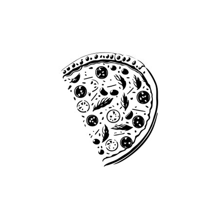 Pizza Icon hand draw black colour thanksgiving logo vector element and symbol perfect.のイラスト素材