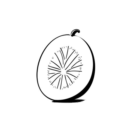 Melon Icon hand draw black colour thanksgiving fruit logo vector element and symbol perfect.のイラスト素材