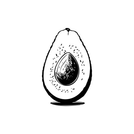 Avocado Icon hand draw black colour thanksgiving fruit logo vector element and symbol perfect.のイラスト素材