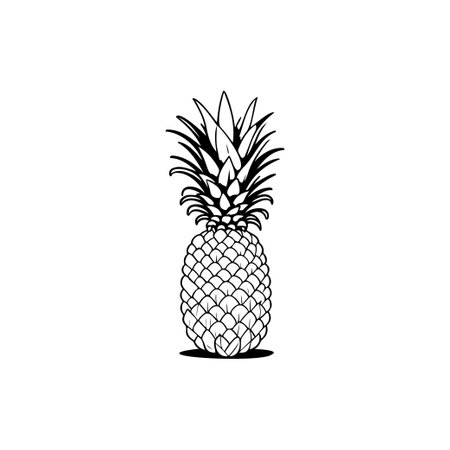 Pineapple Icon hand draw black colour thanksgiving fruit logo vector element and symbol perfect.のイラスト素材