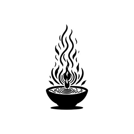 Candle Icon hand draw black colour diwali logo vector element and symbolのイラスト素材