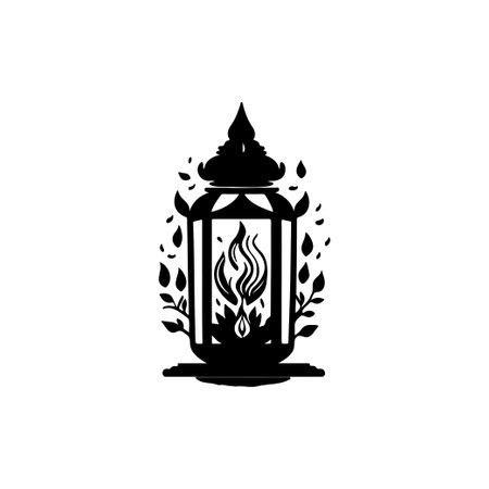 Lantern Icon hand draw black colour diwali logo vector element and symbolのイラスト素材