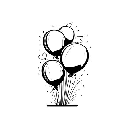 Balloon Icon hand draw black colour new year logo vector element and symbolのイラスト素材