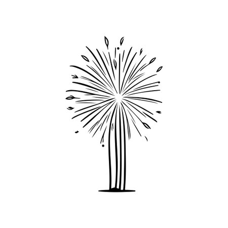 Fireworks Icon hand draw black colour new year logo vector element and symbolのイラスト素材