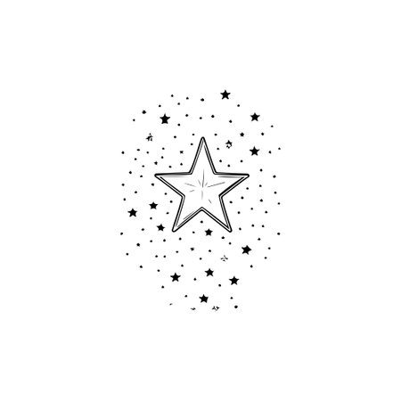 Star Icon hand draw black colour new year logo vector element and symbolのイラスト素材