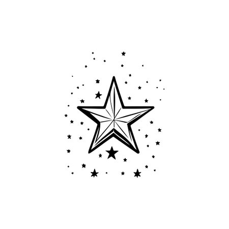 Star Icon hand draw black colour new year logo vector element and symbolのイラスト素材