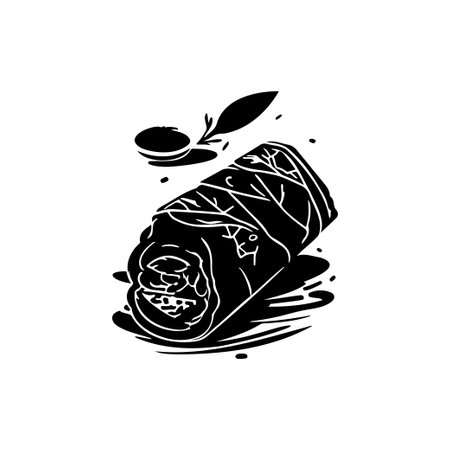 Roll cuisine Icon hand draw black colour chinese food new year logo vector element and symbolのイラスト素材