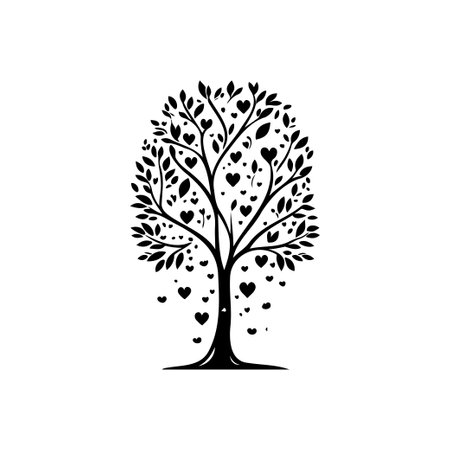 Tree Icon hand draw black colour world kindness day logo vector element and symbolのイラスト素材