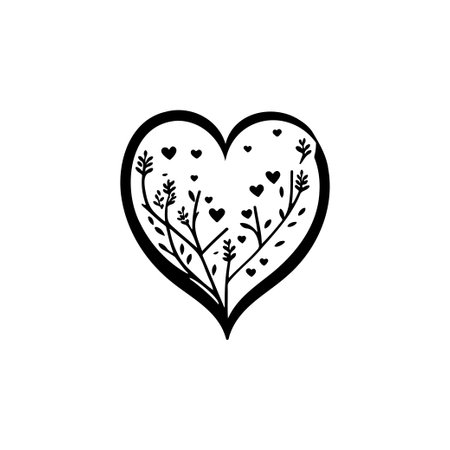Heart love Icon hand draw black colour world kindness day logo vector element and symbolのイラスト素材